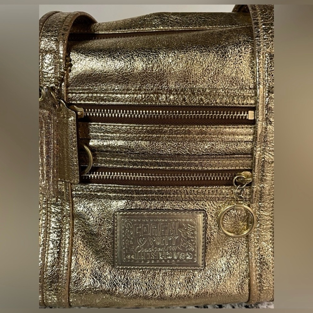 Coach Poppy Gold Metallic Shoulder Bag - Picture 7 of 14